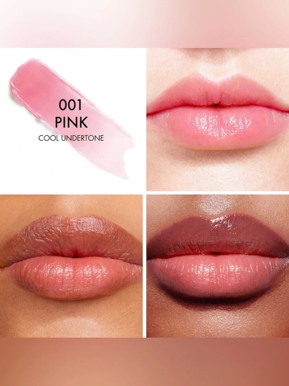 Dior Addict Lip Glow Balm-Color: 001 Pink - a light pink cool undertone
